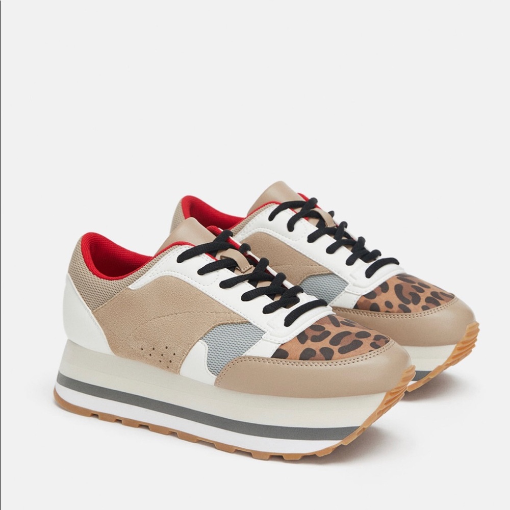 Zara leopard print platform sneakers